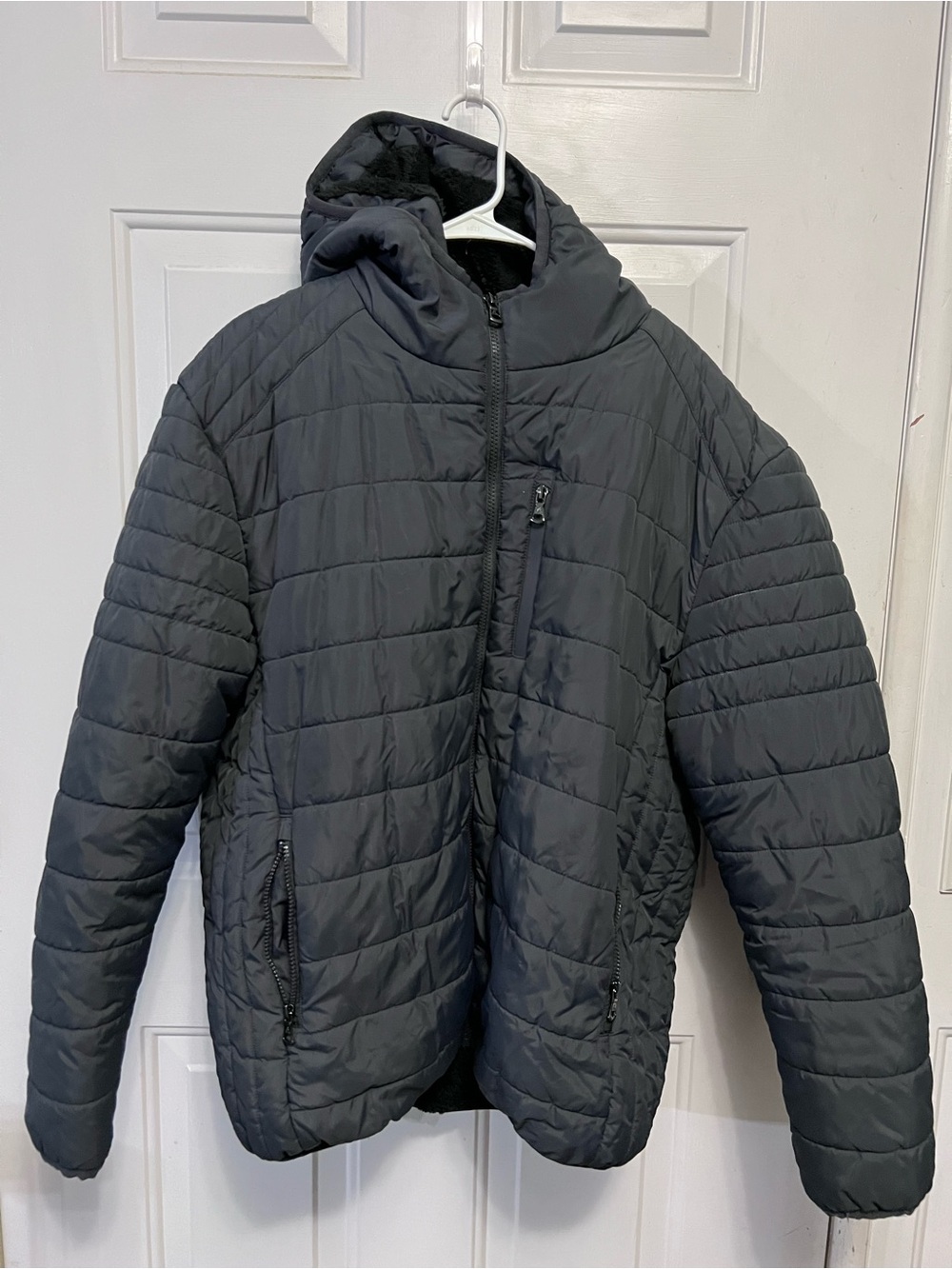 Spire Embrace The Detours Puffer Jacket XL Black Quilted Hooded Water Resistant